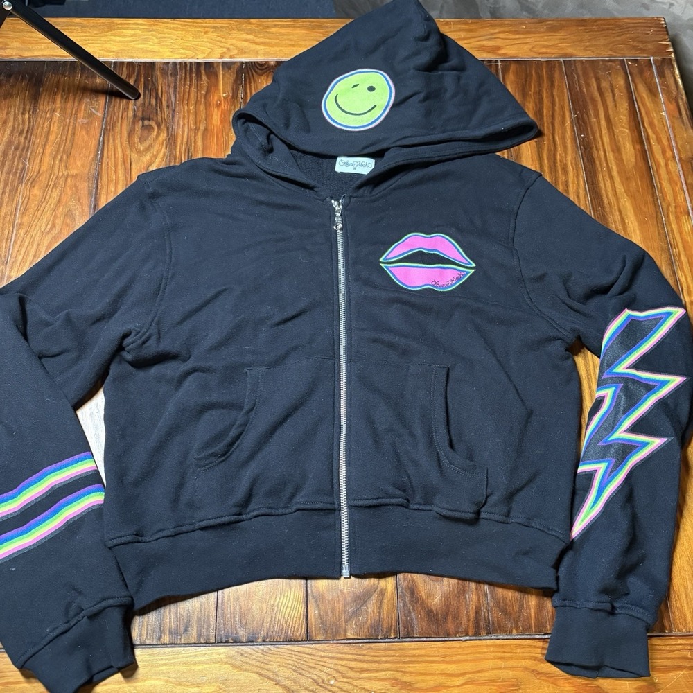 Lauren Moshi Smiley Face Lightning Bolt Evil Eye Hoodie M A1722